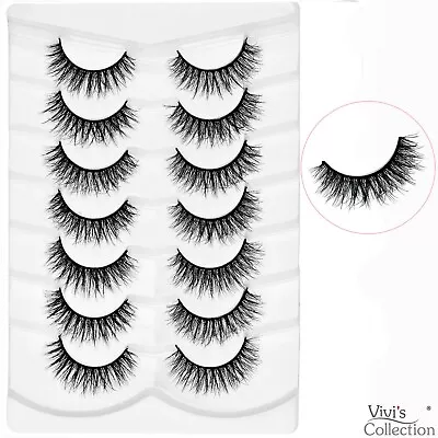 False Lashes Eyelashes 3D Fluffy Natural Wispy Short Thick Cross Mink Fake Eye 8 • £3.59