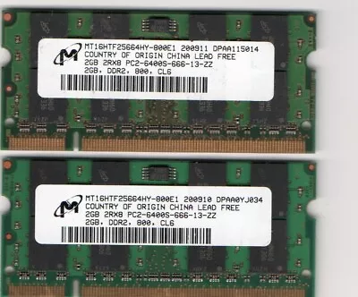 $17.95 • Buy 4GB 2x 2GB Kit Dell Vostro 1088 1200 1220 1310 1320 1400 1500 A840 A860 Memory 