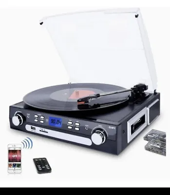 DIGITNOW! All In One Bluetooth Cassette Radio USB Aux In Record Turntable M36 N • £43.99