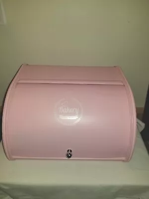 Retro Pink Metal Bread Box/Bin/kitchen Storage W/ Roll Top Lid • $29