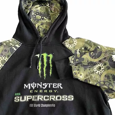 AMA Supercross World Championship Sweatshirt Medium Monster Energy Hoodie Camo • $34.98