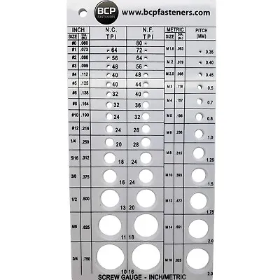 Handy Screw Thread Gauge | Metric & SAE | Recommends Drill Bit & Tap Sizes • $14.95