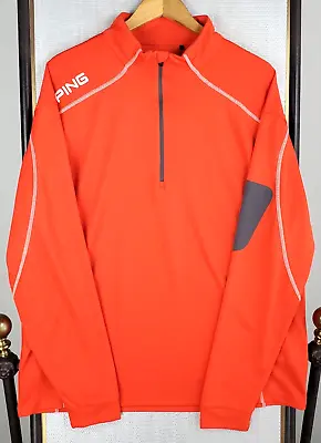 PING Size XL Mens 1/2 Zip Golf Performance Windshirt Jacket Wicking Orange • $79