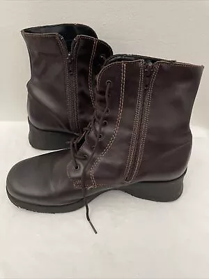 La Canadienne Size 8.5M Brown Leather Zip High Ankle Waterproof Fashion Boots • $21.99