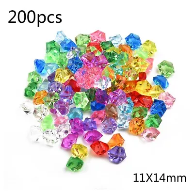 200Pcs Acrylic Gem Stone Ice Rocks Aquarium Wedding Home Vase Decor Mixed-Color • £10.81