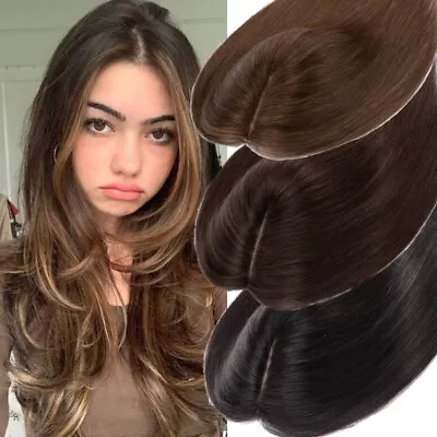 CLEARANCE 100% Human Hair Topper Toupee Hairpiece Silk Mono Base Remy Top Wigs L • $57.37