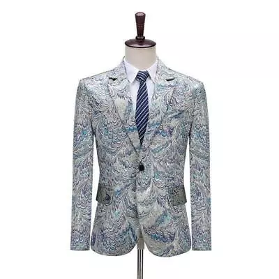 Men's Blazers Jacket Costume Party Dress Nightclub Peacock Jacquard Tuxedo Lapel • $54.88