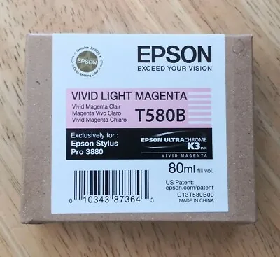 12-2016 Genuine Epson 3880 Printer Ink Vivid Light Magenta T580B T580B00 New • $69.89