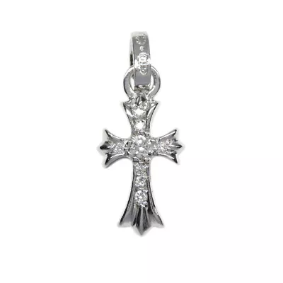 Chrome Hearts Necklace Top Charm Baby Fat Cross 18KWG WG Dia P0006726 • $5278.97