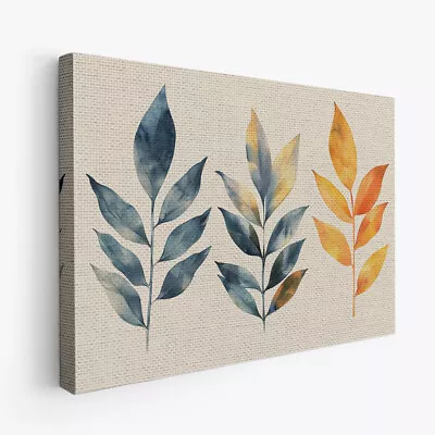 Bamboo Leaf Boho Minimalist Design 3 Horizontal Canvas Wall Art Prints Pictures • $58.99