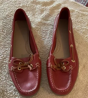 M&S Wider Fit Footglove Red Ladies Casual Moccasin Boat Shoes Size 7 BNWT • £9.99