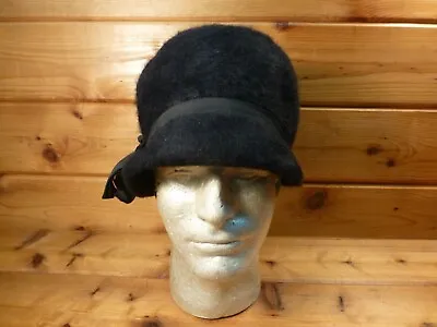 Vintage Womens Cloche Black Felted Hat Merri Soie New York Made 30's 40's 50's • $20
