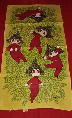 Vintage 60's Christmas Tea Towel With Elves • $15