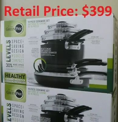 $179.98 • Buy GreenPan Levels Cookware Set Healthy Ceramic Diamond Advanced Nonstick 10 Piece✅