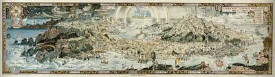 MP23 Vintage Huge 1920's Map Of Fairyland Fairy Fantasy Poster Print 17 X60  • £17.95