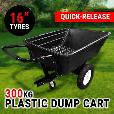 300KG Dump Cart Poly Pull Hand Tip Trailer Wheelbarrow Garden Trolley Ride Tow • $197.10