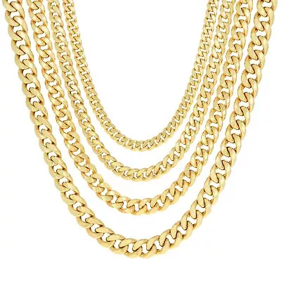 10K Yellow Gold 3mm- 13mm Miami Cuban Link Chain Necklace Mens Womens 16 - 30  • $338.99