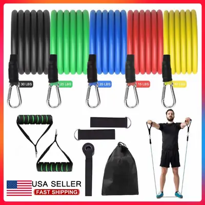 11 PCS Resistance Band Set Yoga Abs Exercise Fitness Tube Gym Home Workout Bands • $11.99