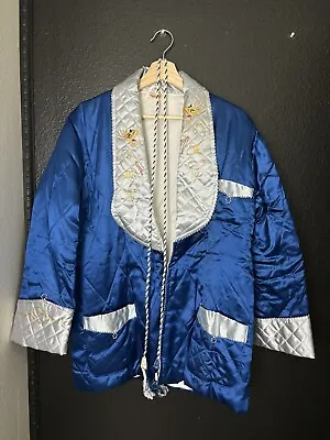 Vintage 40s 50s Japan Souvenir Smoking Jacket Quilted Shall Robe Original Rope • $499.99