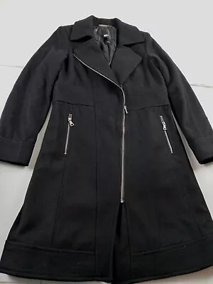 Mossimo Coat Women Size Medium Wool Blend Black Length 39 In. • $49.99