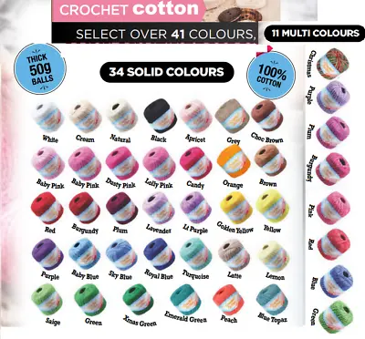 $2.89 • Buy  50g 40+ Colour Crochet Cotton Ball Knitting Yarn 100% Cotton Thread Hand