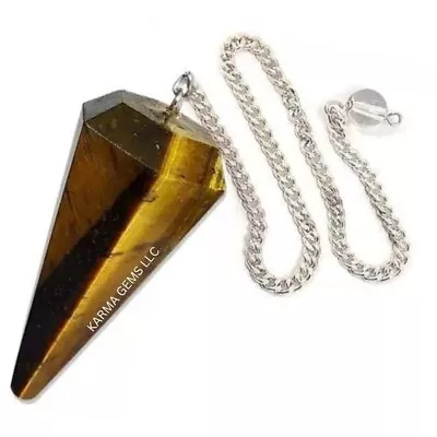 1 Pc Tiger Eye Stone Crystal Pendulum Hexagonal Reiki Chakra Healing Pendant • $7.99