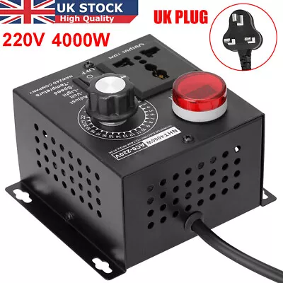 AC 220V 4000W Variable Voltage Regulator Speed Motor Fan Control Controller UK • £12.79