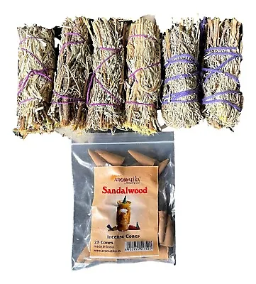 Sage Smudge THIN STICKS - Woody  4  X 6 (SIX) Smudging + FREE INCNESE CONES • £9.99