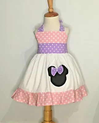 Girls Birthday Minnie Mouse Light Pink And Lilac Halter Dress • $25