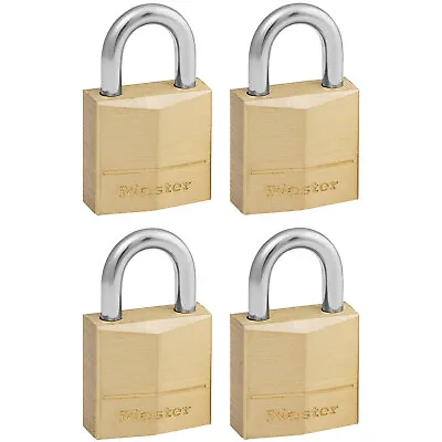 Master Lock 120EURQNOP Solid Brass 20mm Padlock 3-Pin - Keyed Alike X 4 • £14.68