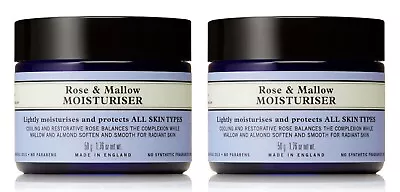 2 X Neals Yard Remedies - Rose & Mallow Moisturiser Cream 2025+ - 50g - FREE P&P • £39.99