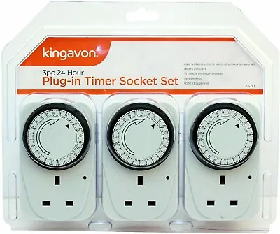 £12.99 • Buy 3 X 24HR MAINS PLUG IN TIMER SWITCH TIME CLOCK SOCKET UK 3 PIN LIGHTS NEW
