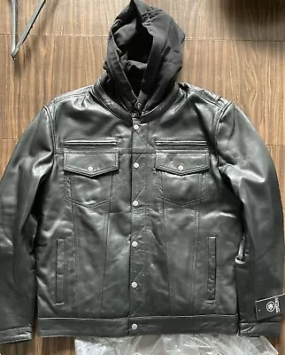 Whet-Blu AXEL - Men's Black WBM2760 Hooded Leather Jacket - Large • $150