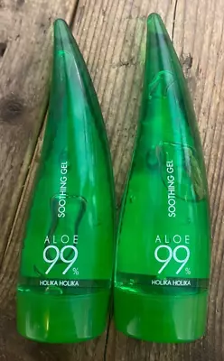 2X HOLIKA HOLIKA Aloe 99% Soothing Gel Travel Size 55ml (110ml) Exp 01/26 • £13.99