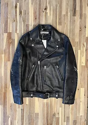 Acne Studios Hand-painted “Nate” Zip Style Leather Jacket | 46 | £2k+ RRP • £900