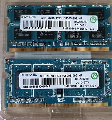 Ramaxel 3GB (1*2GB + 1*1GB) PC3-10600S-999 1333MHz 204pin Laptop / Notebook RAM • £10