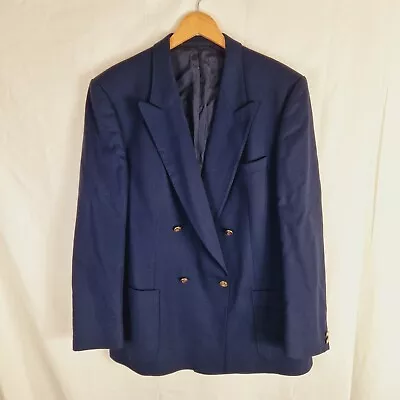 Vintage Mario Barutti Bawi Double Breast Jacket Navy Wool Peak Lapel West German • £35