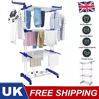 £21.99 • Buy 3 Tier Foldable Clothes Airer Rack Indoor Outdoor Dryer Laundry Dry Rail Hanger