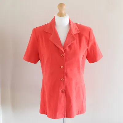 Vintage Casali 80s Coral Short Sleeve Jacket UK 16 Shoulder Pads • £10