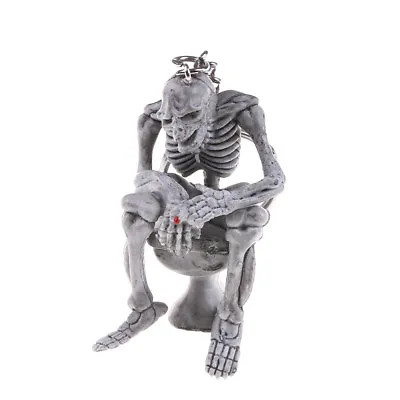 Creative Skeleton On Toilet Key Chain Key Ring Novelty Gift Rubber Metal Ring~H4 • $1.32