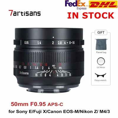 DHL 7artisans 50mm F0.95 APS-C MF Lens Ring For Nikon Z M4/3 Fuji X Canon Sony E • $204.19