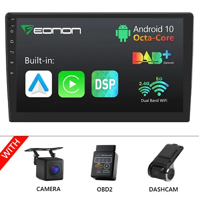 CAM+DVR+OBD+Double 2DIN 10.1  Car Stereo Android 10 8-Core GPS Head Unit CarPlay • $226.16