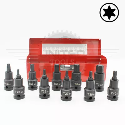 IMPACT  TORX BIT Sockets Set 1/2  Drive Impact TX Pro Star Sockets T20 To T70 • £15.99