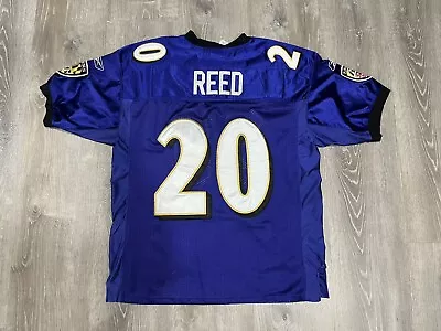 Reebok On Field #20 Ed Reed Stitched Baltimore Ravens Jersey Purple Mens Size 52 • $47.50