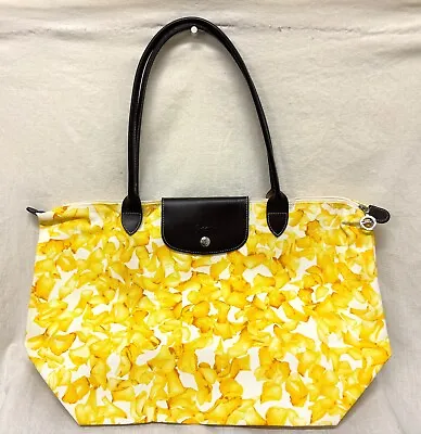 Authentic Longchamp Le Pliage Limited Edition Medium Canvas Yellow Floral Tote • $65