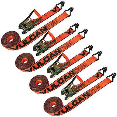 VULCAN PROSeries Ratchet Strap - Wire Hooks - 2 X15' - 4 Pack - 3300 Lbs SWL • $89.99