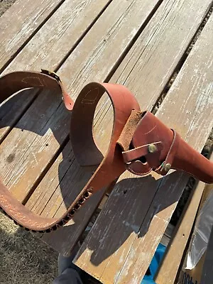 Vintage Leather Gun Holster Belt • $20.50