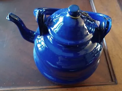 $40 • Buy Vintage Cobalt Blue Enamel Teapot  YUGOSLAVIA