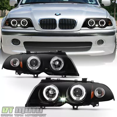 Black Smoke 1999-2001 BMW E46 325i 323i 328i Sedan LED Halo Projector Headlights • $158.99