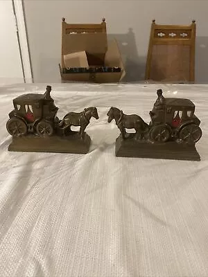 Antique K&O Kronheim & Oldenbusch Horse & Carriage Bookends Original Paint • $115